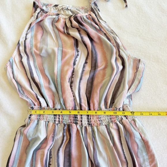Bella Dahl Sleeveless Smocked Waist Midi Dress Coastal Stripe Print Size M - Picture 13 of 14